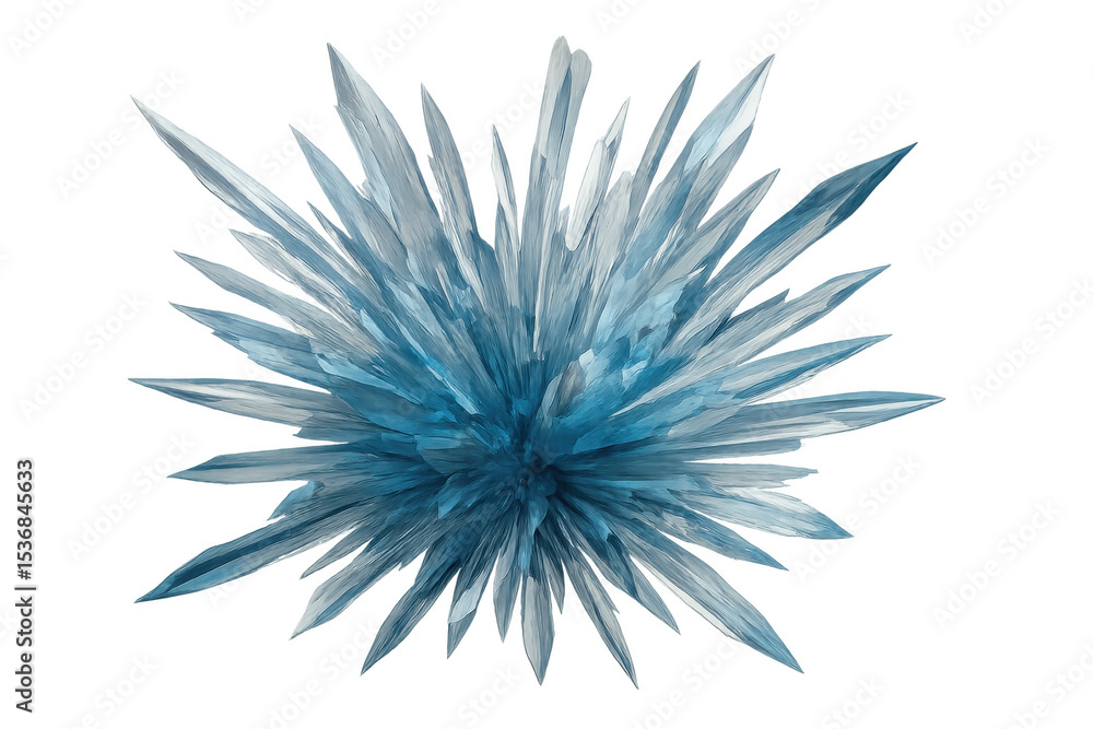 Poster crystal cluster shining with light blue color on transparent background, perfect for visual effects 