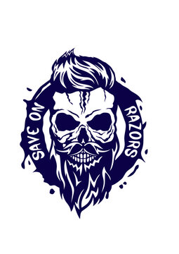 tete de mort hipster citation save razors barbe crane moustache