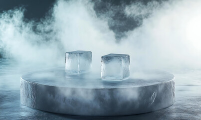 Cooling ice bath featuring steaming ice cubes in a stainless steel container
