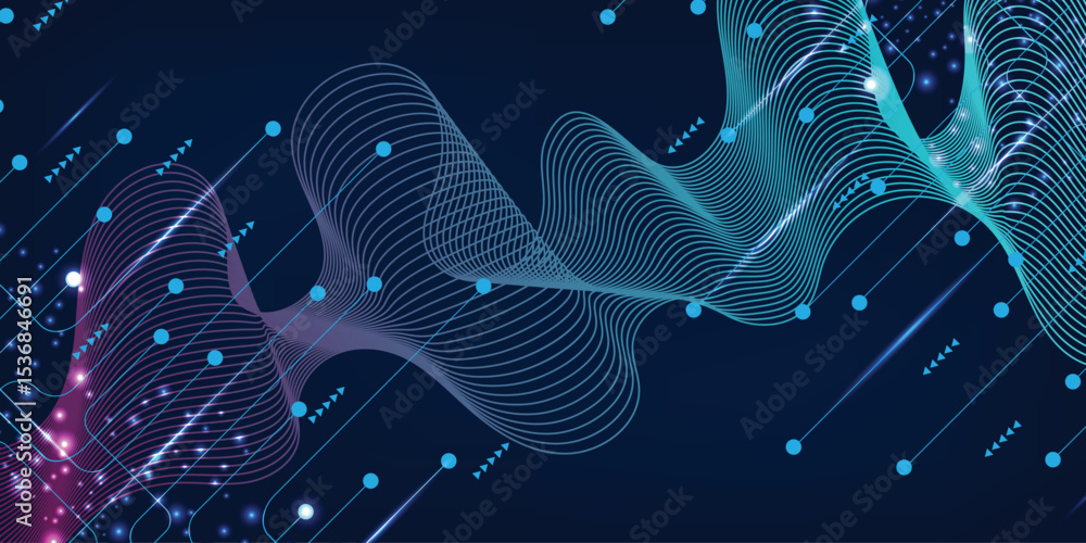 Aufkleber modern technology circuit board texture background design. waves flow. quantum explosion technology