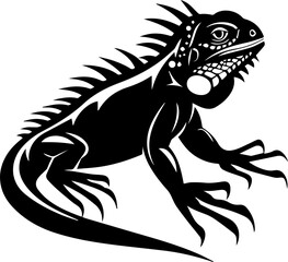 Iguana silhouette black and white vector illustration