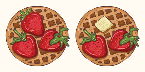 waffle strawberry vector illustration