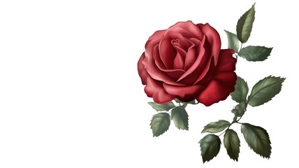 Naklejka premium Red rose, floral illustration, romantic flower, botanical art isolated on Transparent Background