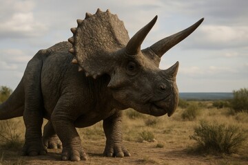 Obraz premium Majestic triceratops in natural habitat.