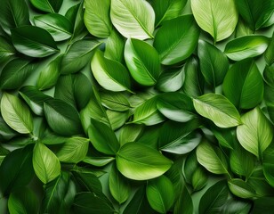 scattered vibrant green leaves
