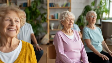 Senior citizens participating in a relaxing indoor activity