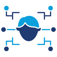 Facial Recognition Flat Blue Icon