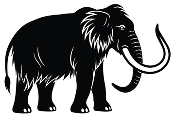 Fototapeta premium Mammoth Silhouette Vector illustration, ancient elephant simple icon flat design.