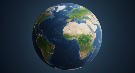 Fototapeta premium Tierra verde sobre fondo azul que representa la econom?a global y la conciencia ambiental