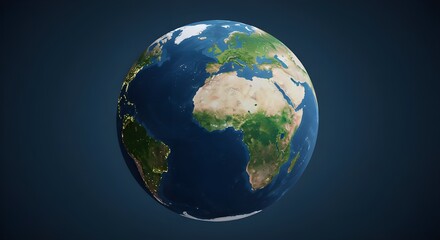 Fototapeta premium Tierra verde sobre fondo azul que representa la econom?a global y la conciencia ambiental