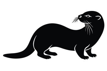 Cute otter Silhouette Vector elements, wild otter simple icon flat design.