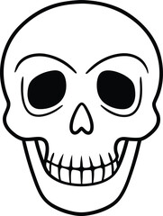 Smiling Skull Line Art – Hand Drawn Vector Skull Illustration