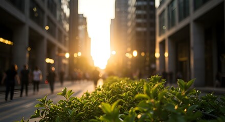 La multitud borrosa a las personas, promoviendo la sostenibilidad en los centros de negocios pr?cticas innovadoras y soluciones verdes para entornos urbanos