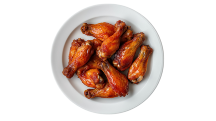 Succulent chicken wings served on a white plate with a glossy finish capturing the perfect allure of a leisurely meal at a casual eatery during a warm evening.
