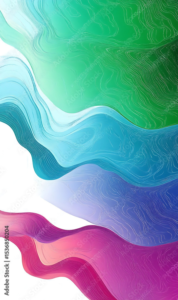 Poster abstract wavy design with layered colors in soft tones, creating a serene background