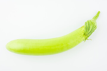 Fresh green eggplant on white background