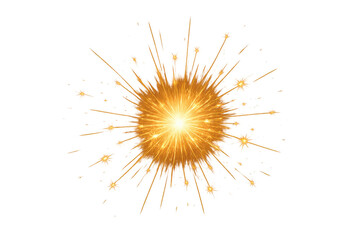Fototapeta premium Golden fireworks bursting, radiating vibrant sparks across transparent backdrop, highlighting celebratory luminescence