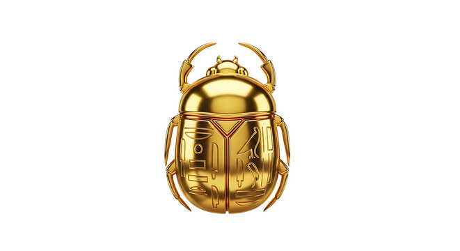 Detailed golden scarab beetle, an iconic symbol from ancient egyptian culture