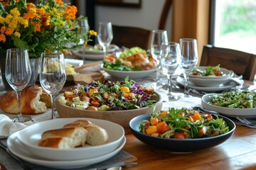 Elegant dinner gathering cozy home food photography warm atmosphere table setting culinary delight