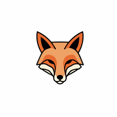 Geometric Fox Head Illustration  Vibrant Orange Pastel Color Palette, Line Art Design, Vector Graphic for Print, Web, and Branding
