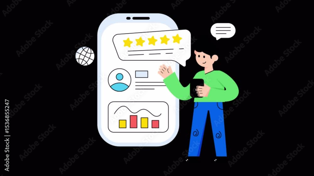 Poster reputation management 2d flat animations on transparent background