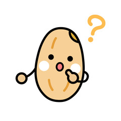 疑問に思う玄米のキャラクターのイラスト　はてな