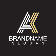 Alphabet Letters  AK or KA logo design template