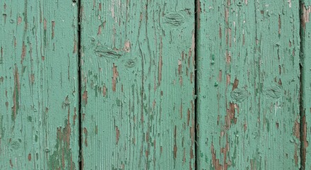 Naklejka premium Rustic Green Wooden Texture Weathered Paint on Vertical Planks