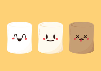 Charred marshmallow. Marshmallow Burnt. Marshmallow character isolated vector.