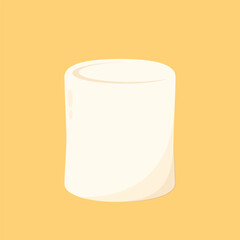 White marshmallows isolated on yellow background.