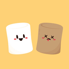 Charred marshmallow. Marshmallow Burnt. Marshmallow character isolated vector.