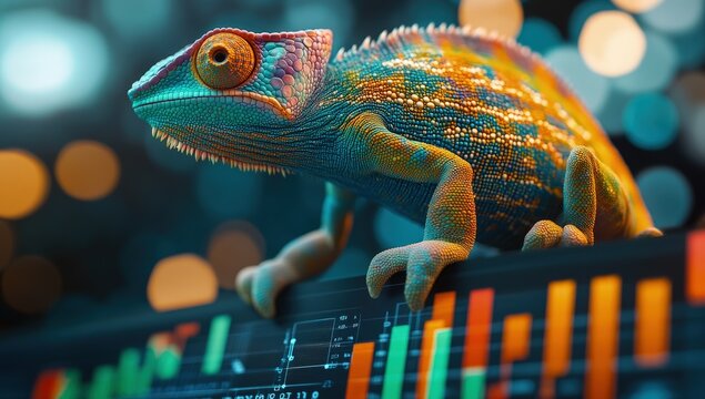 Colorful Chameleon on Chart