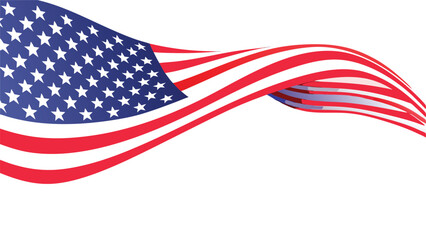 Obraz premium Waving american flag with stars and stripes in a patriotic display on a white background view