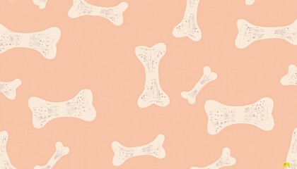Adorable Pastel Peach Dog Bone Pattern Seamless Pet Bone Texture Background