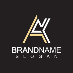 Alphabet Letters  AK or KA logo design template