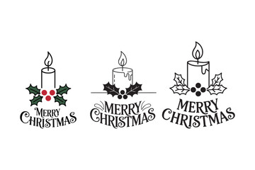Fototapeta premium Merry Christmas Candle Clipart – Festive Holiday Silhouette Vector Design