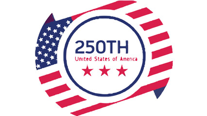 Fototapeta premium Illustration of the united states of america th anniversary with stars and stripes and a circular frame