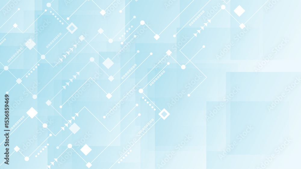 Poster light blue circuit board style background featuring clean electronic lines symbols and translucent b