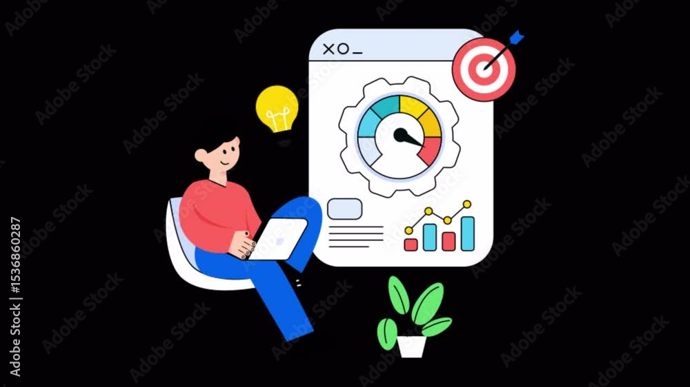Poster seo optimization 2d flat animations on transparent background