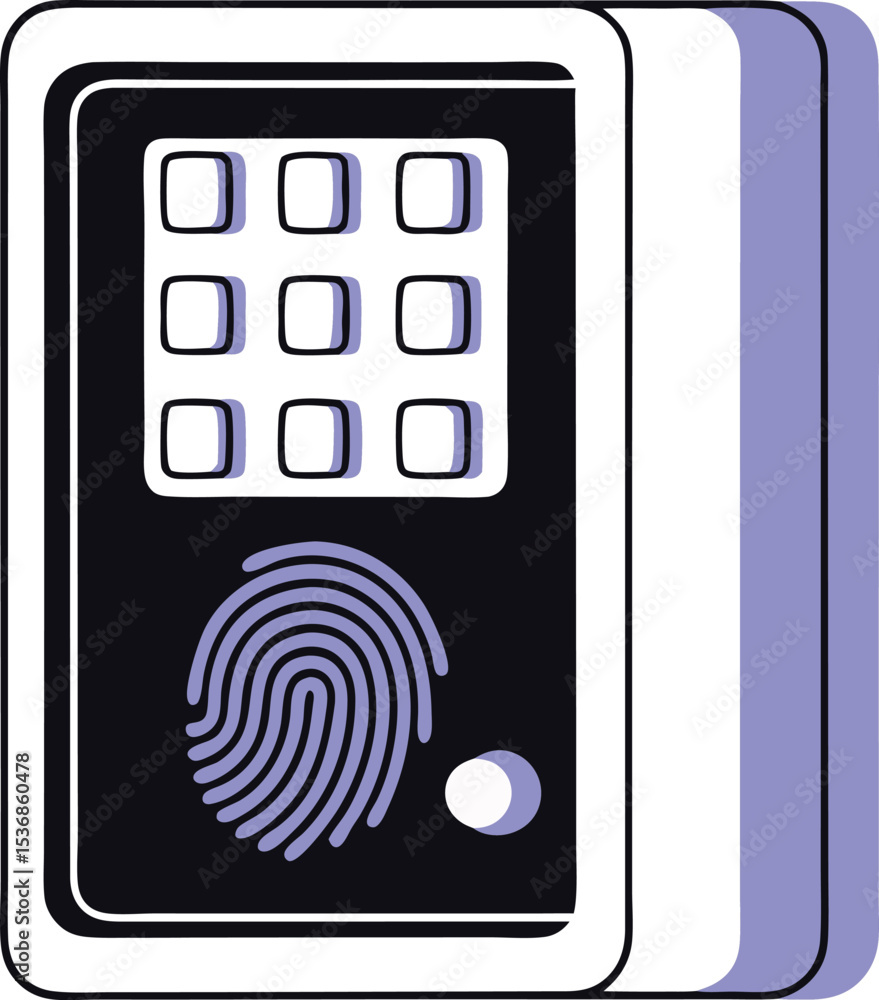Aufkleber modern icon of a digital security access control pad with biometric fingerprint scanner
