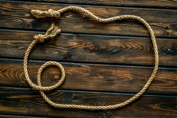 isolated rope mockup on wooden background top view