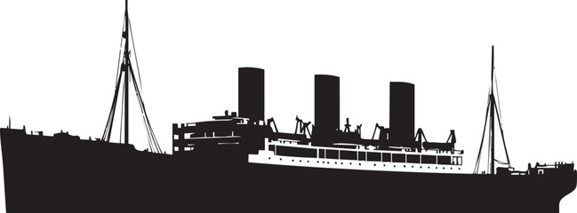 Naklejka premium art deco cargo ship silhouette isolated white