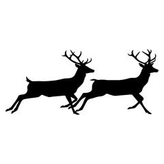 Minimalist Black Silhouette of a Deer on White Background.