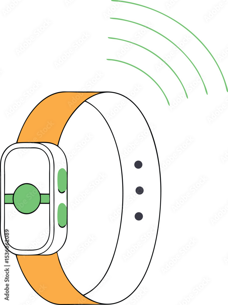 Poster modern smartwatch design with communication signals on a transparent background