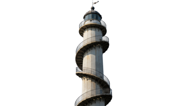 Isolated Spiral Staircase Inside Tall Lighthouse Coastal Landmark