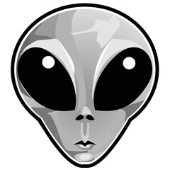 Illustration of the head of a gray alien