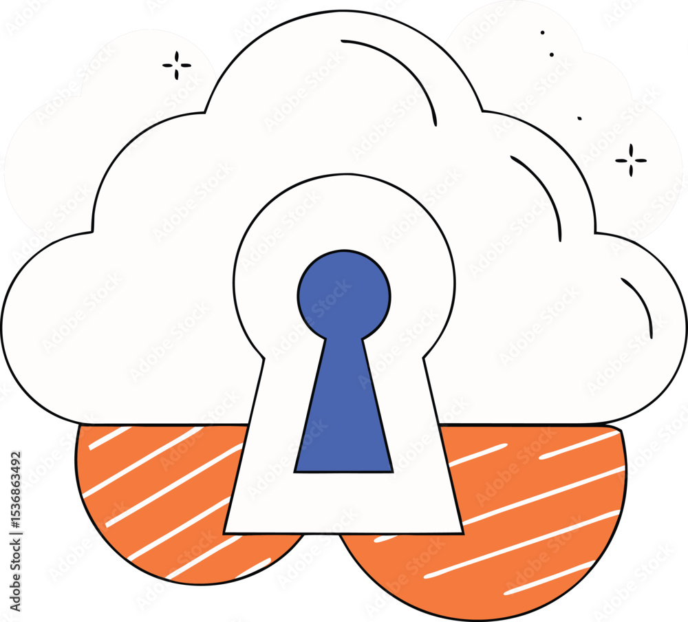 Poster secure cloud computing concept illustrating data protection and online safety