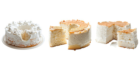 Angel food cake display on transparent background