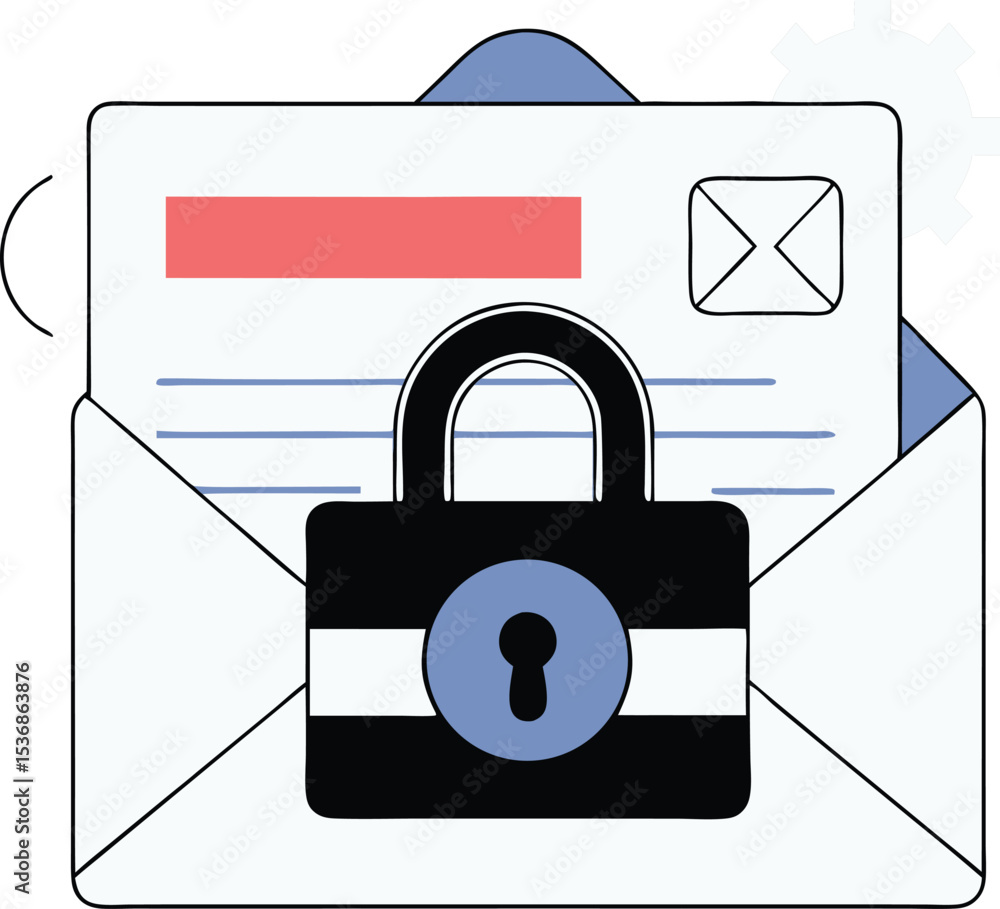 Poster secure email communication illustrated concept of encryption and online data protection