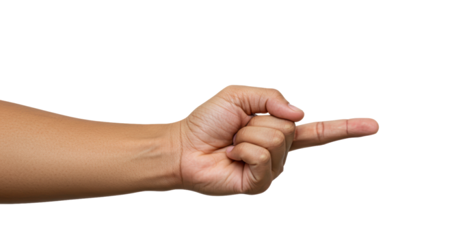 Isolated Hand with Index Finger Pointing Direction Sign